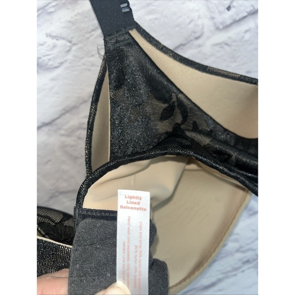 Sold ** Cacique Women's Lightly Lined Balconette Black Lace Underwire Bra 42DD - Picture 8 of 10